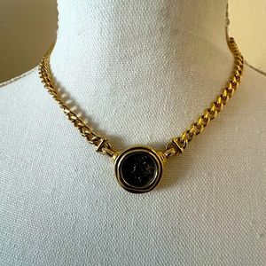 Fendi Vintage FF Medallion Round Janus Coin Shaped 1925 Roma Italy Necklace.